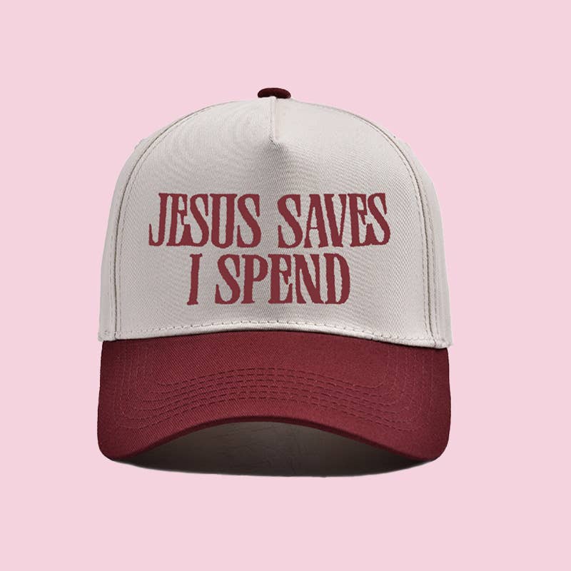Embroidered JESUS SAVES I SPEND Baseball Cap