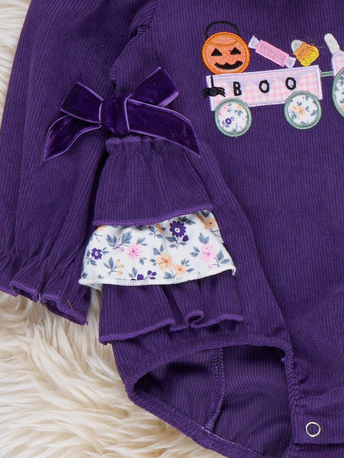 Halloween Tractor Embroidered Bubble Romper