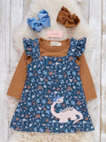 Dino Petal Embroidered Ruffle Dress