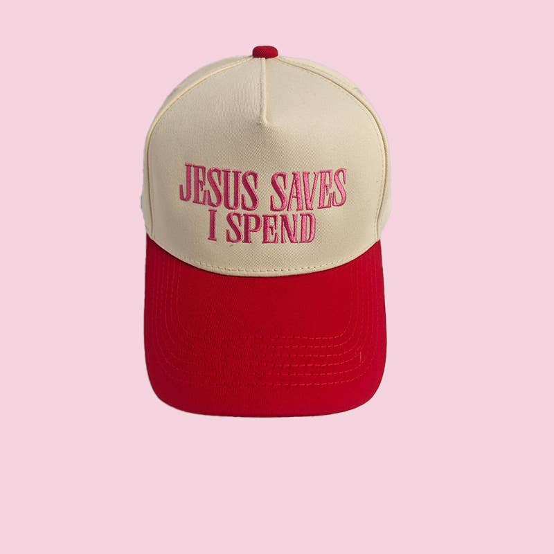 Embroidered JESUS SAVES I SPEND Baseball Cap