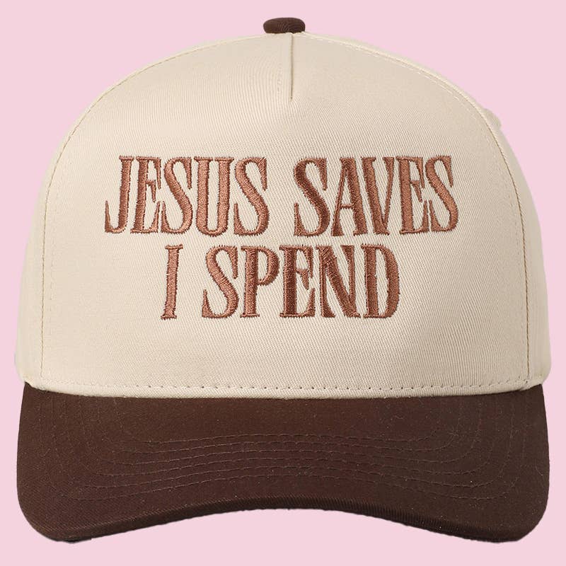 Embroidered JESUS SAVES I SPEND Baseball Cap