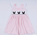 Pink Character Smocked Gingham Ruffle Dress