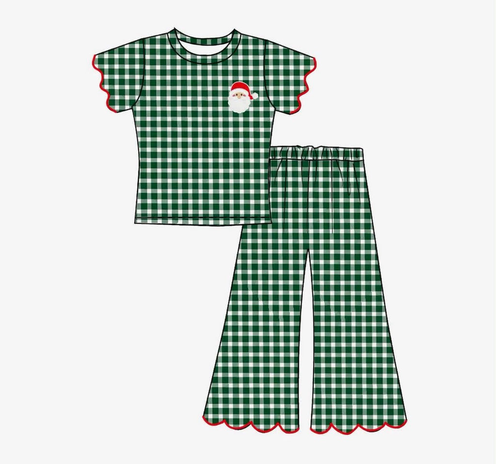 Christmas Flutter Sleeve & Scalloped Pants Set