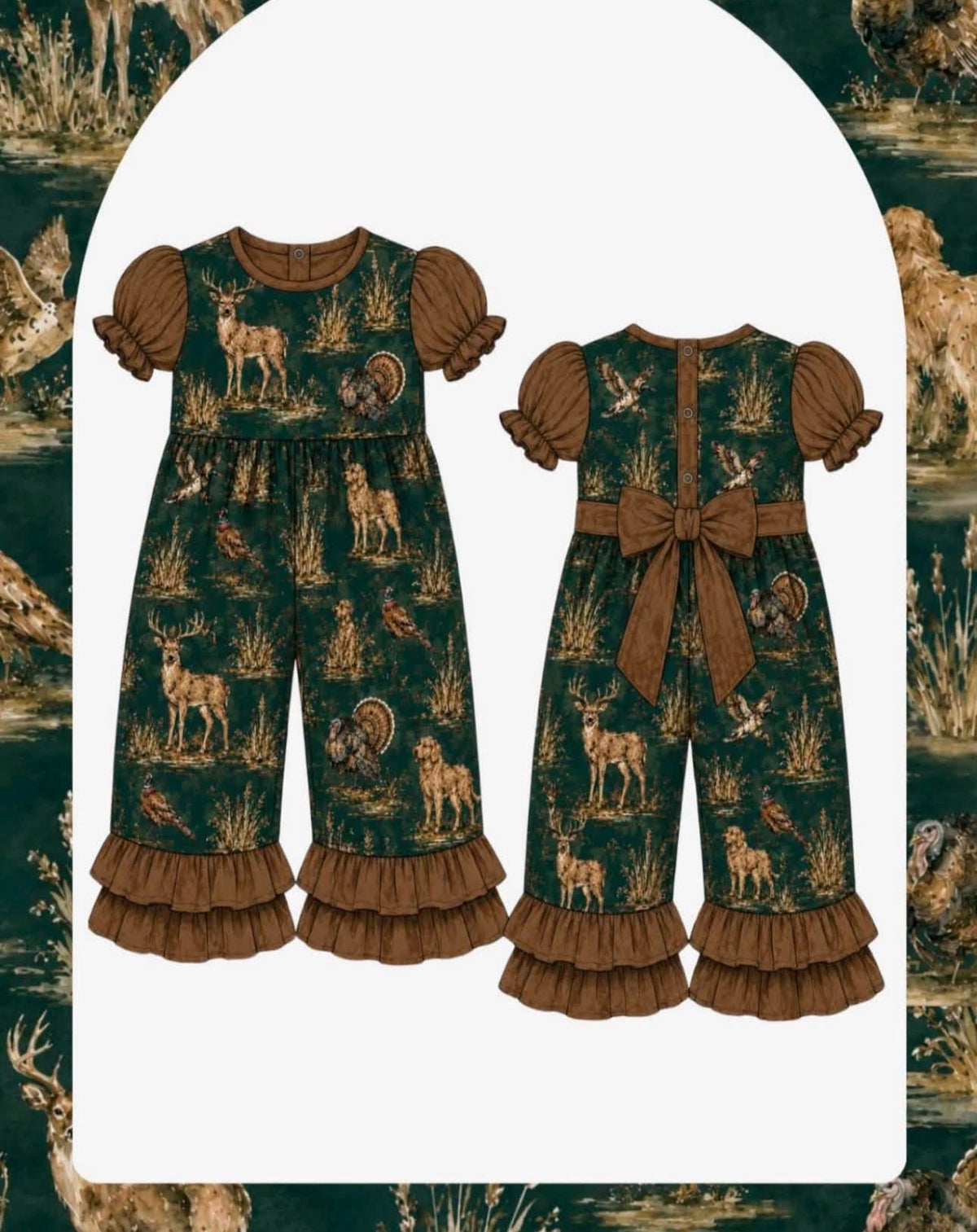 🦌🤎 Fall Hunting Ruffle Jumpsuit