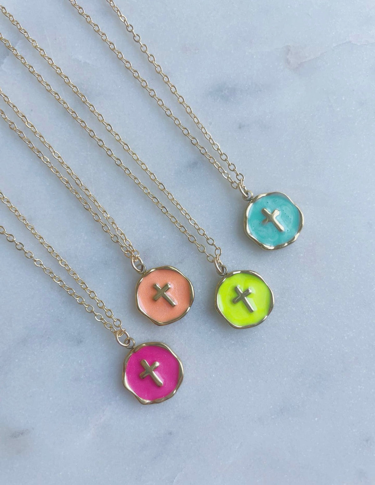 ✝️ Colorful Gold Cross Pendant Necklace