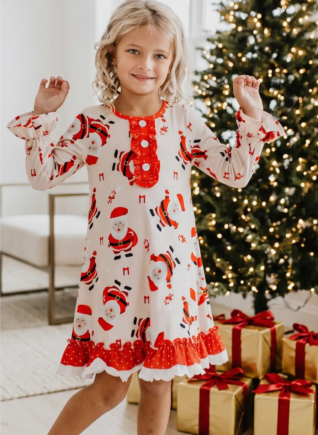 🎅 Santa Ruffle Christmas Dress
