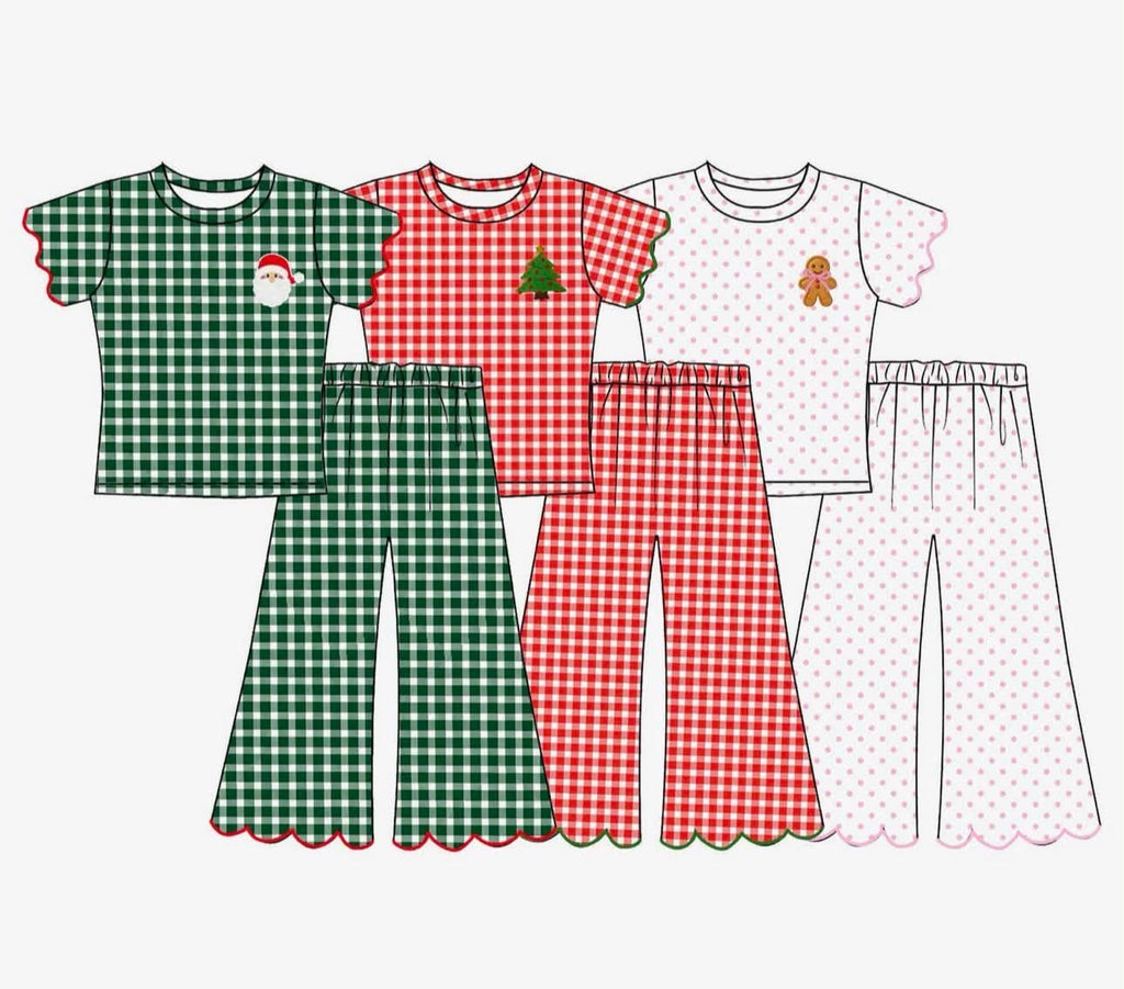 Christmas Flutter Sleeve & Scalloped Pants Set