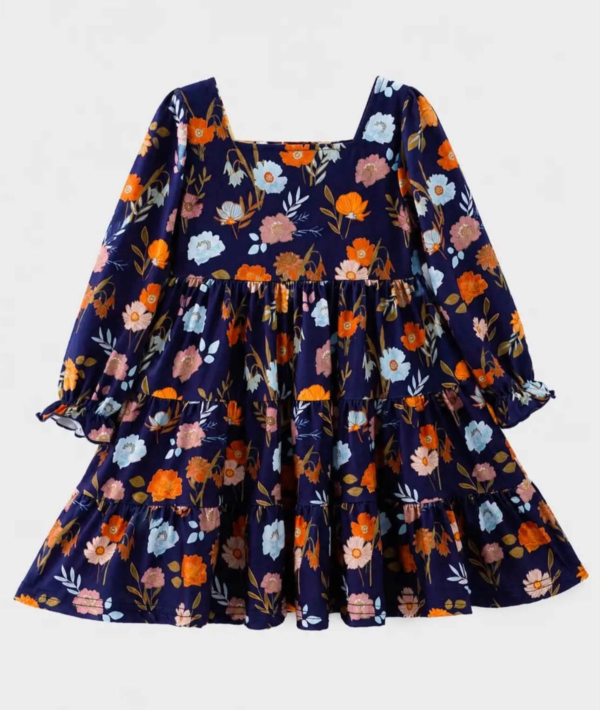 Navy Wildflower Fall Dress