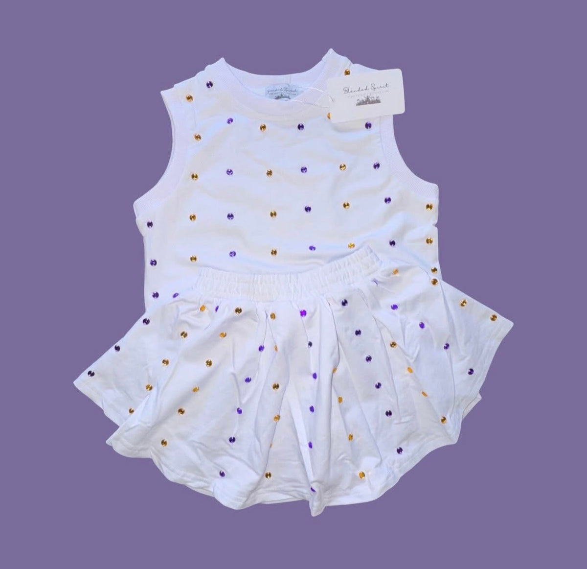 Purple & Gold Crystal Game Day Skort Set