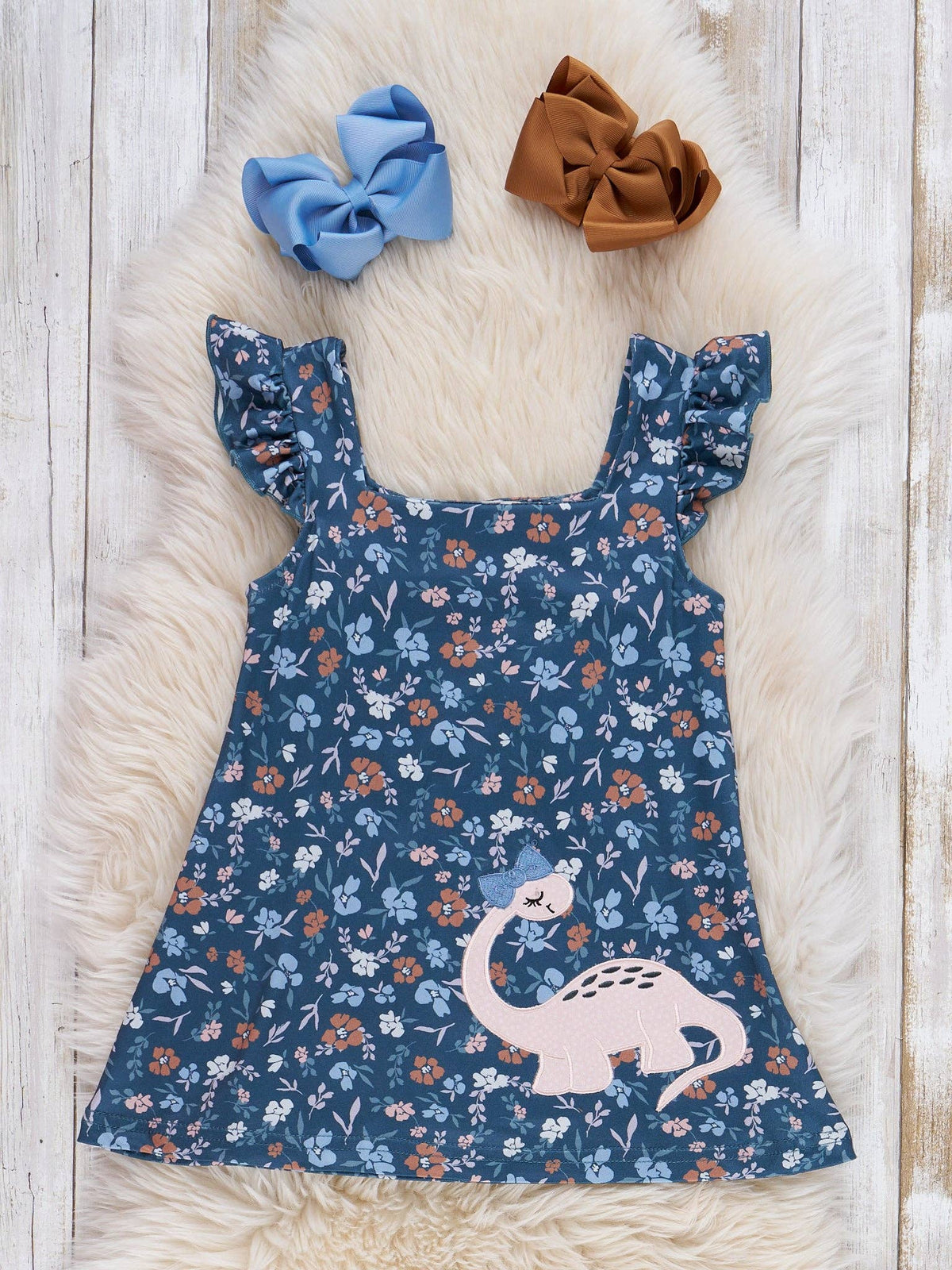 Dino Petal Embroidered Ruffle Dress