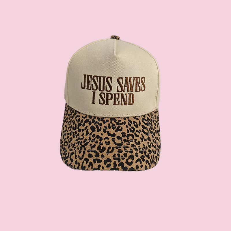 Embroidered JESUS SAVES I SPEND Baseball Cap