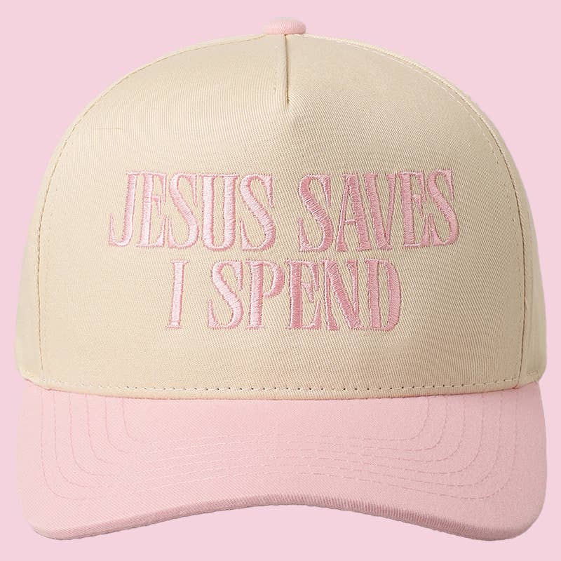 Embroidered JESUS SAVES I SPEND Baseball Cap