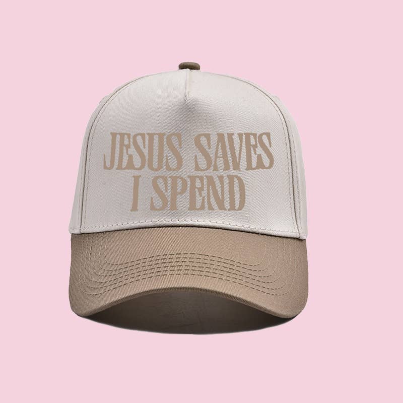 Embroidered JESUS SAVES I SPEND Baseball Cap